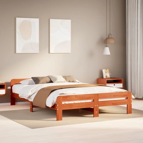 vidaXL Sengeramme uten madrass brun 150x200 cm heltre furu