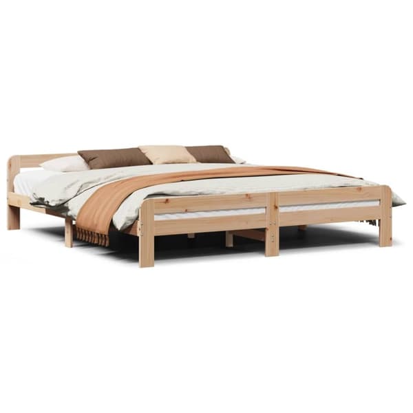 vidaXL Sengeramme med madrass 200x200 cm heltre furu