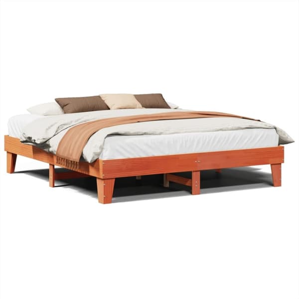 vidaXL sengeramme uden madras 180x200 cm massivt fyrretræ gyldenbrun