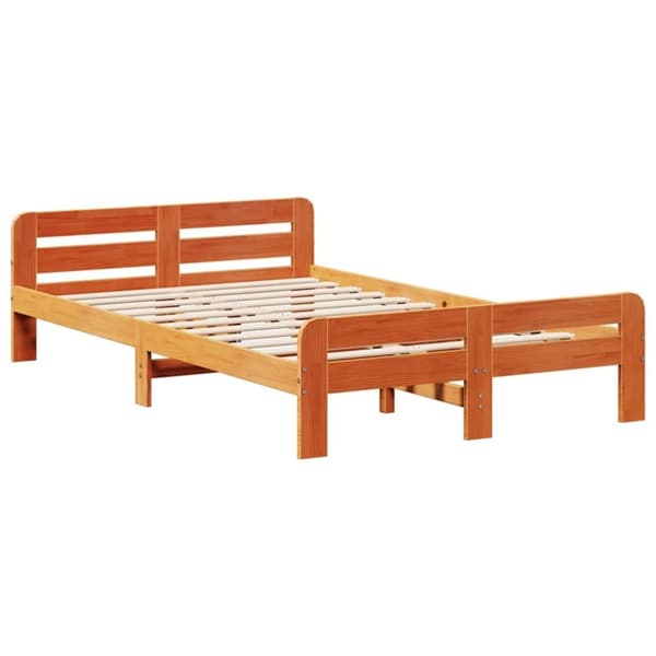vidaXL sengeramme uden madras 120x190 cm massivt fyrretræ gyldenbrun