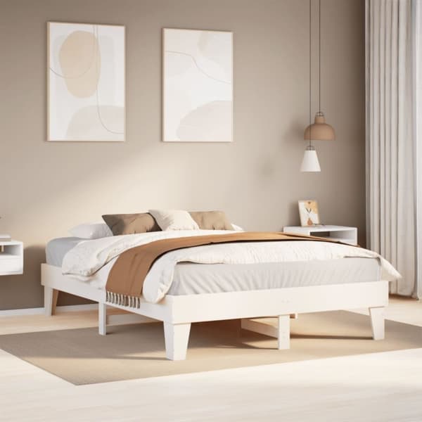vidaXL Sengeramme uten madrass hvit 160x200 cm heltre furu