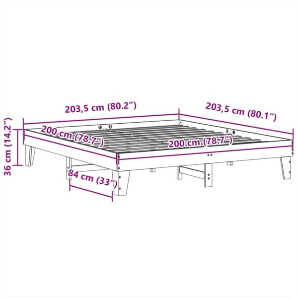 vidaXL sengeramme uden madras 200x200 cm massivt fyrretræ hvid