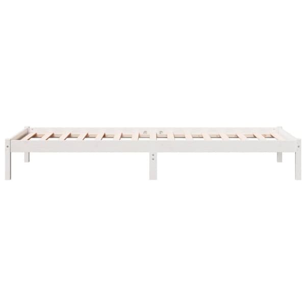 vidaXL Sängynrunko erikoispitkä ei patjaa valk. 80x210 cm täysi mänty