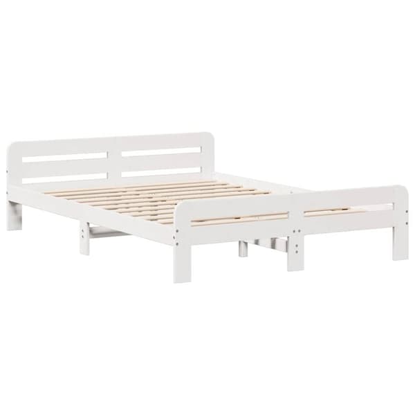 vidaXL Sängynrunko ilman patjaa valkoinen 140x190 cm täysi mänty