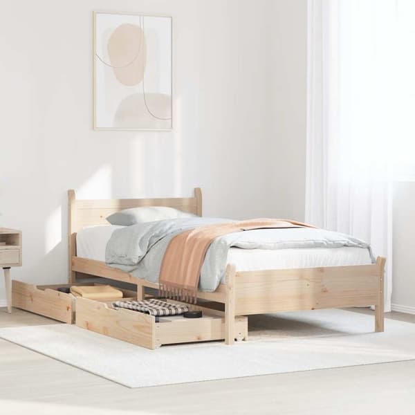 vidaXL Sängynrunko ilman patjaa 75x190 cm täysi mänty