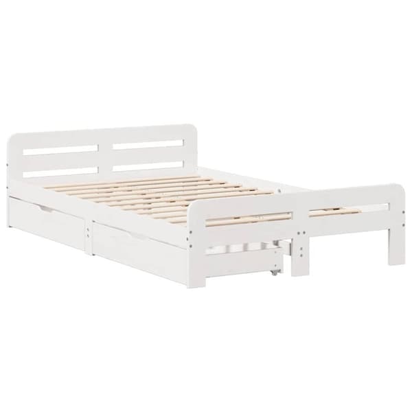 vidaXL sengeramme uden madras 120x190 cm massivt fyrretræ hvid