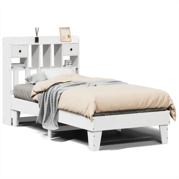 vidaXL Sengeramme uten madrass hvit 75x190 cm heltre furu