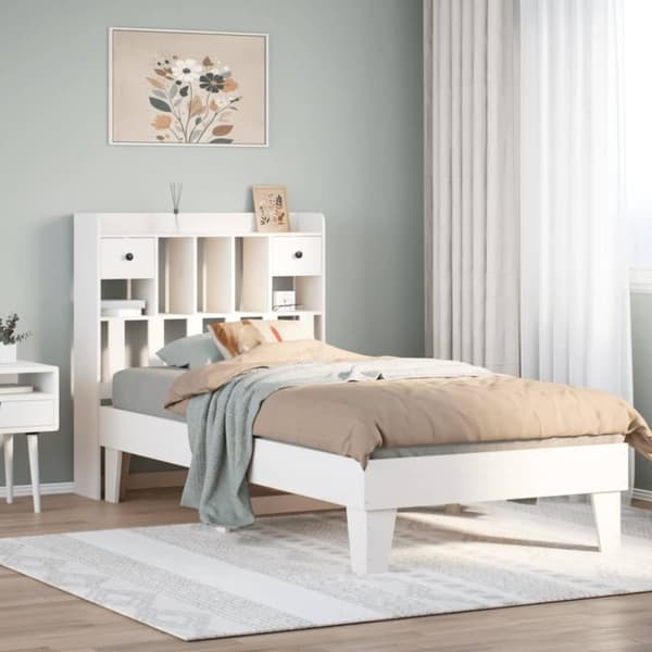 vidaXL Sengeramme uten madrass hvit 75x190 cm heltre furu