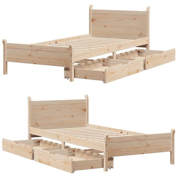 vidaXL sengeramme uden madras 100x200 cm massivt fyrretræ