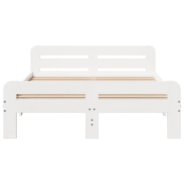 vidaXL sengeramme uden madras 200x200 cm massivt fyrretræ hvid