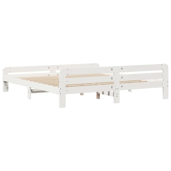 vidaXL sengeramme uden madras 200x200 cm massivt fyrretræ hvid