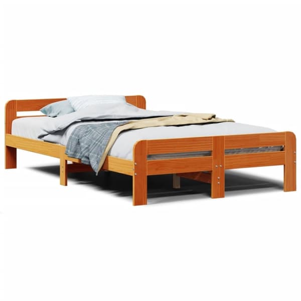 vidaXL Sengeramme uten madrass brun 135x190 cm heltre furu