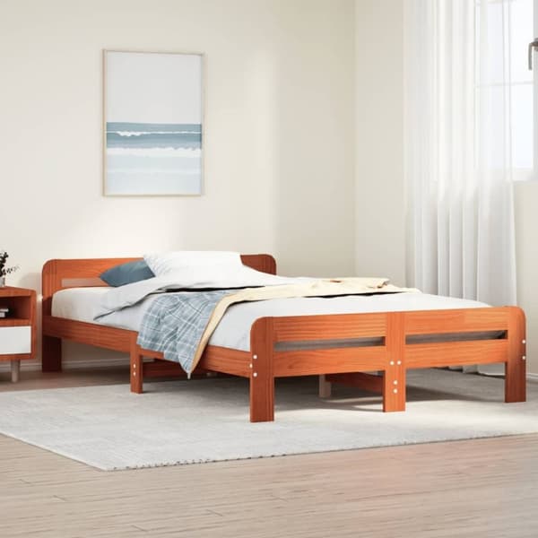 vidaXL Sengeramme uten madrass brun 135x190 cm heltre furu