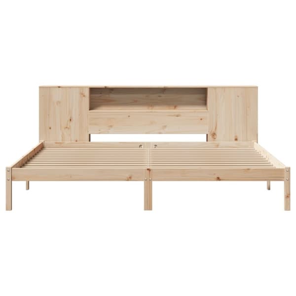 vidaXL Seng med bokhylle uten madrass 200x200 cm heltre furu