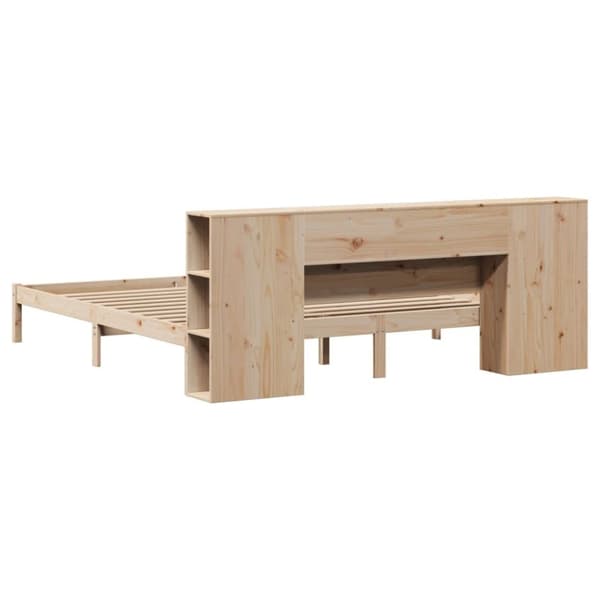 vidaXL Seng med bokhylle uten madrass 200x200 cm heltre furu