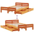 Miniatyrbilde 10 av 11: vidaXL Sengeramme uten madrass voksbrun 120x200 cm heltre furu