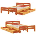 Miniatyrbilde 10 av 11: vidaXL Sengeramme uten madrass voksbrun 120x190 cm heltre furu