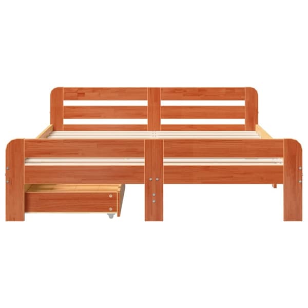 vidaXL sengeramme uden madras 140x190 cm massivt fyrretræ gyldenbrun