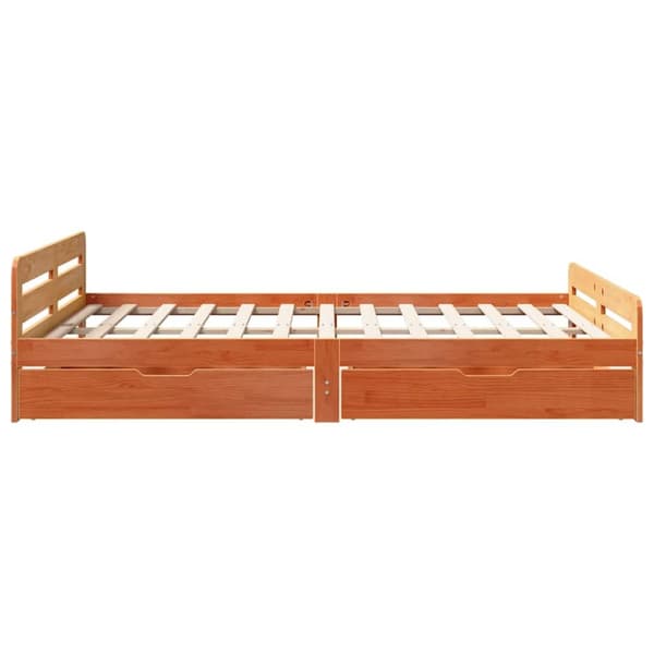 vidaXL sengeramme uden madras 140x190 cm massivt fyrretræ gyldenbrun