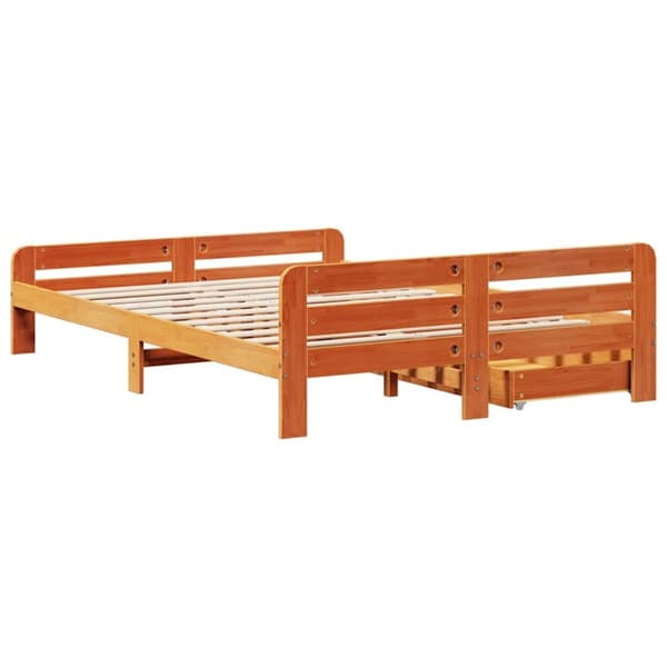 vidaXL sengeramme uden madras 140x190 cm massivt fyrretræ gyldenbrun