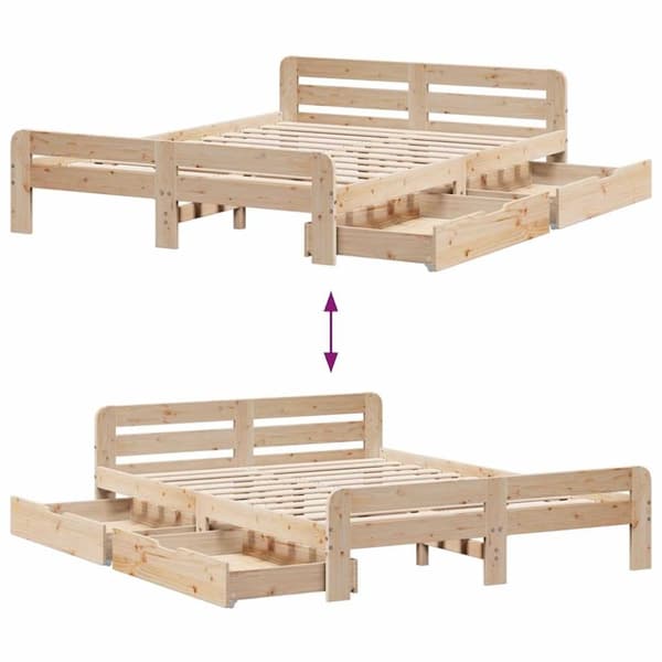vidaXL Sengeramme uten madrass 150x200 cm heltre furu