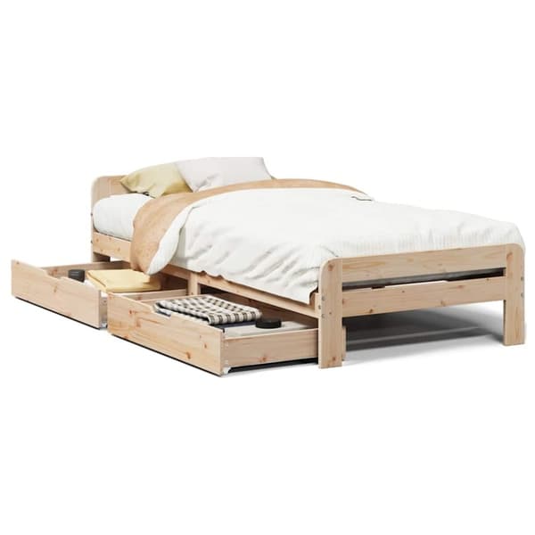 vidaXL sengeramme uden madras 75x190 cm massivt fyrretræ