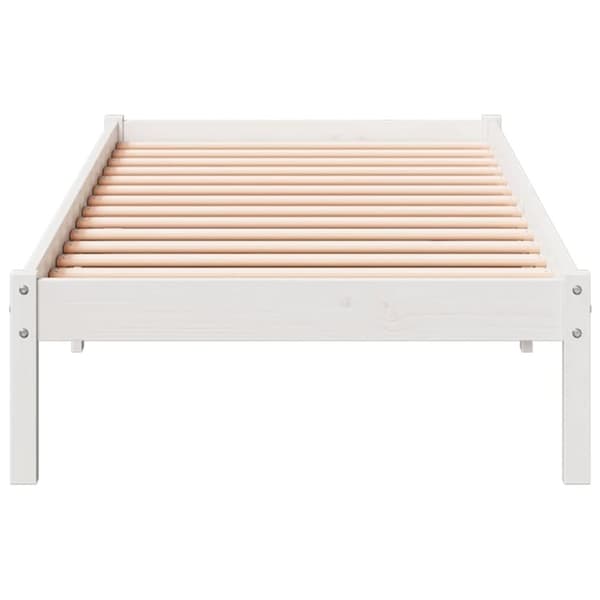 vidaXL Sängynrunko erikoispitkä ei patjaa valk. 100x210 cm täysi mänty