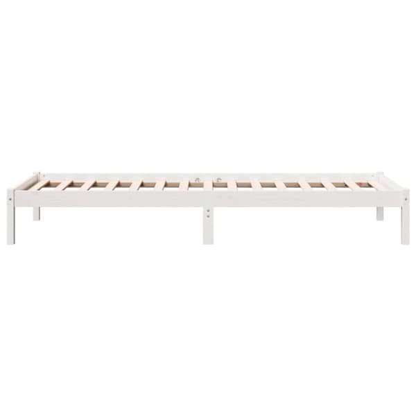 vidaXL Sängynrunko erikoispitkä ei patjaa valk. 100x210 cm täysi mänty