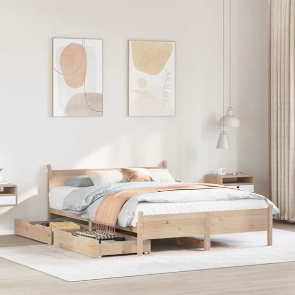 vidaXL sengeramme uden madras 135x190 cm massivt fyrretræ hvid