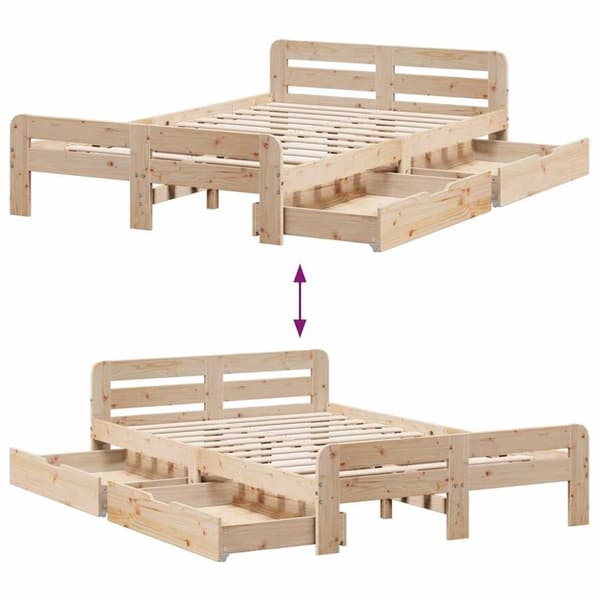 vidaXL Sengeramme uten madrass 120x190 cm heltre furu