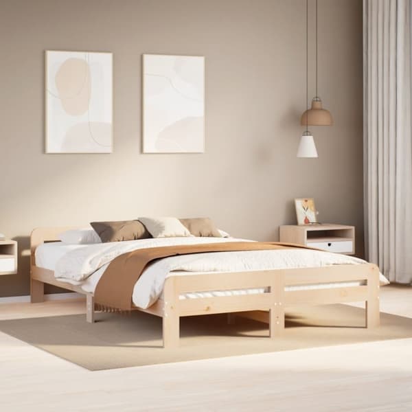 vidaXL Sängynrunko ilman patjaa 160x200 cm täysi mänty