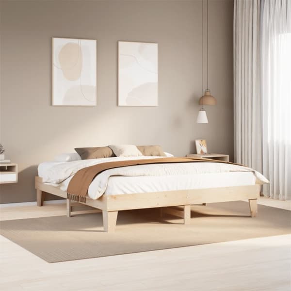vidaXL Sengeramme med madrass 200x200 cm heltre furu