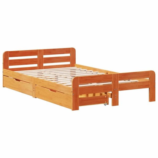 vidaXL Sengeramme uten madrass brun 135x190 cm heltre furu