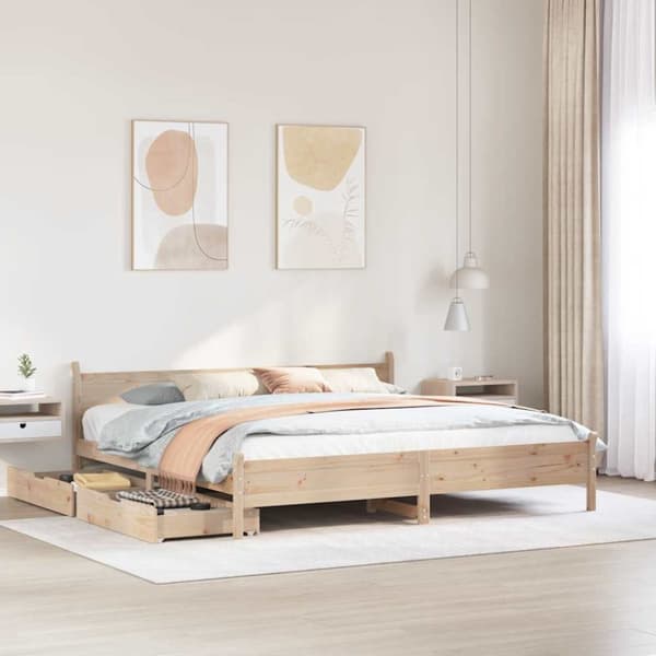 vidaXL sengeramme uden madras 200x200 cm massivt fyrretræ