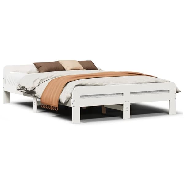 vidaXL sengeramme uden madras 140x200 cm massivt fyrretræ hvid