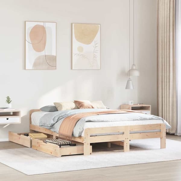 vidaXL Sängynrunko ilman patjaa 140x200 cm täysi mänty