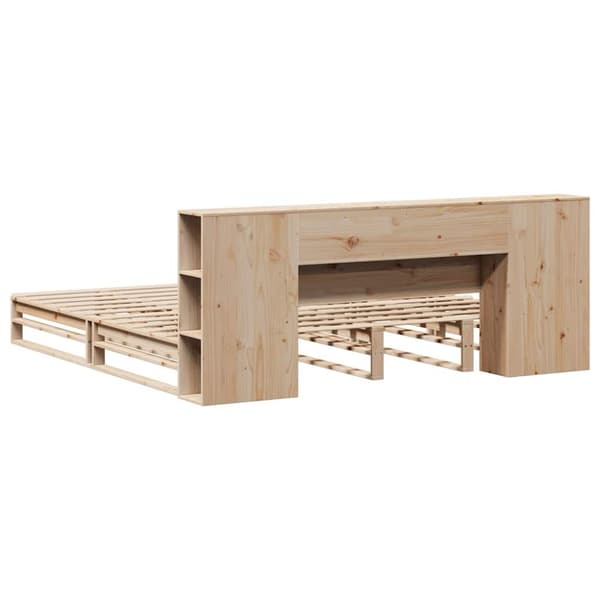 vidaXL Seng med bokhylle uten madrass 200x200 cm heltre