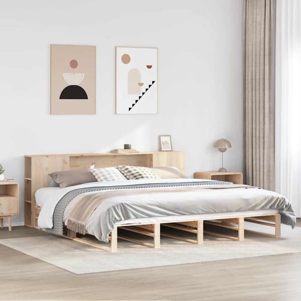 vidaXL Seng med bokhylle uten madrass 200x200 cm heltre