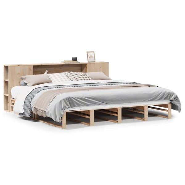 vidaXL Seng med bokhylle uten madrass 200x200 cm heltre