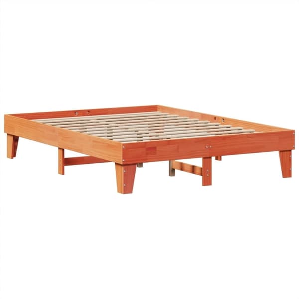 vidaXL Sängram utan madrass vaxbrun 140x200 cm massiv furu