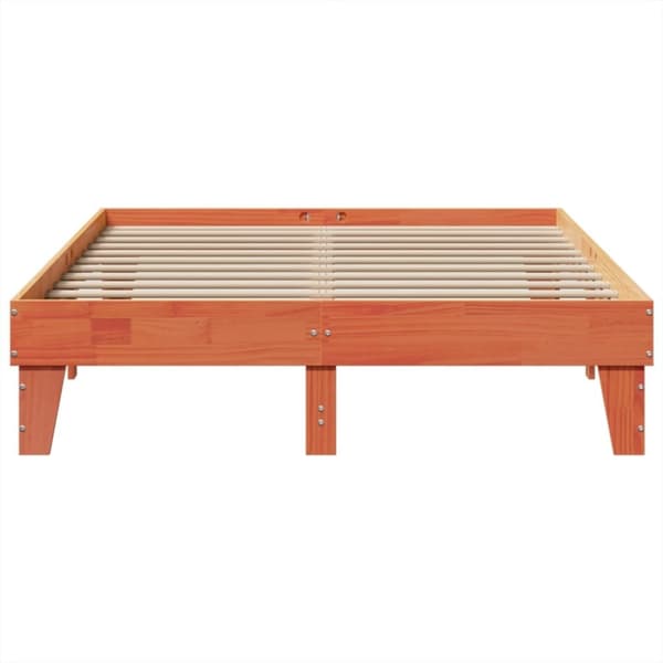 vidaXL Sängram utan madrass vaxbrun 140x200 cm massiv furu
