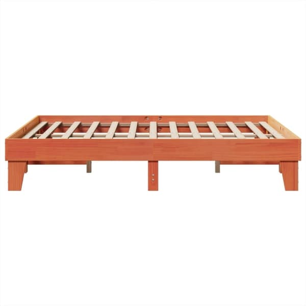 vidaXL Sängram utan madrass vaxbrun 140x200 cm massiv furu