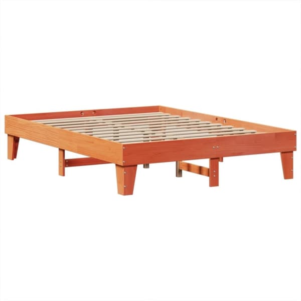 vidaXL Sängram utan madrass vaxbrun 140x200 cm massiv furu