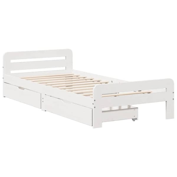 vidaXL Sängynrunko ilman patjaa päädyllä 75x190 cm täysi mänty