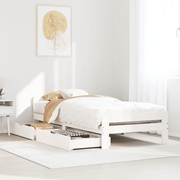 vidaXL Sängynrunko ilman patjaa päädyllä 75x190 cm täysi mänty