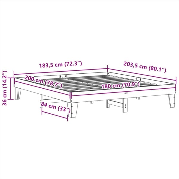 vidaXL sengeramme uden madras 180x200 cm massivt fyrretræ hvid