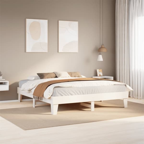 vidaXL sengeramme uden madras 180x200 cm massivt fyrretræ hvid