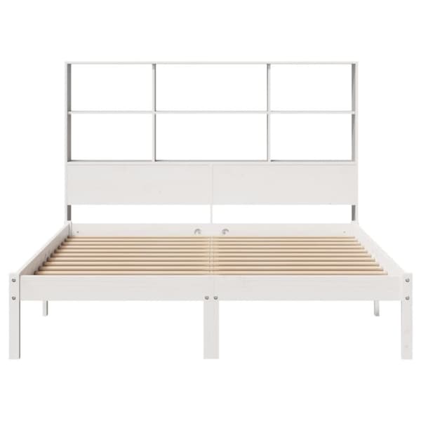 vidaXL seng med reol uden madras 160x200 cm massivt fyrretræ hvid