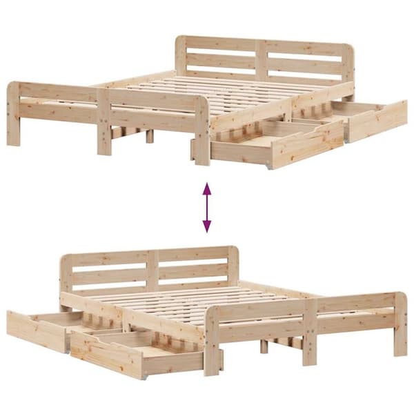 vidaXL Sengeramme uten madrass 160x200 cm heltre furu
