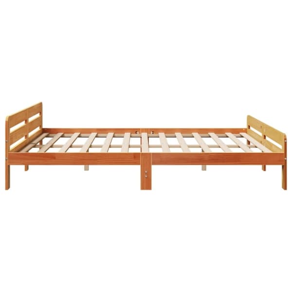 vidaXL Sängynrunko ilman patjaa vahanruskea 200x200 cm täysi mänty